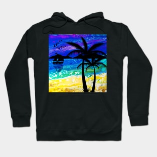 Tropical Island Landscape Fluid Art Design Hoodie